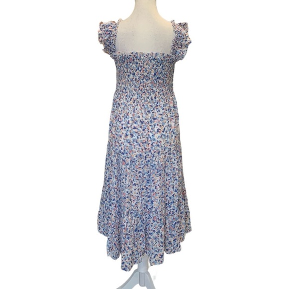 NANETTE LEPORE Light Blue & Pink Midi Sundress Square Neck Flutter Sleeve Size M - Picture 5 of 7
